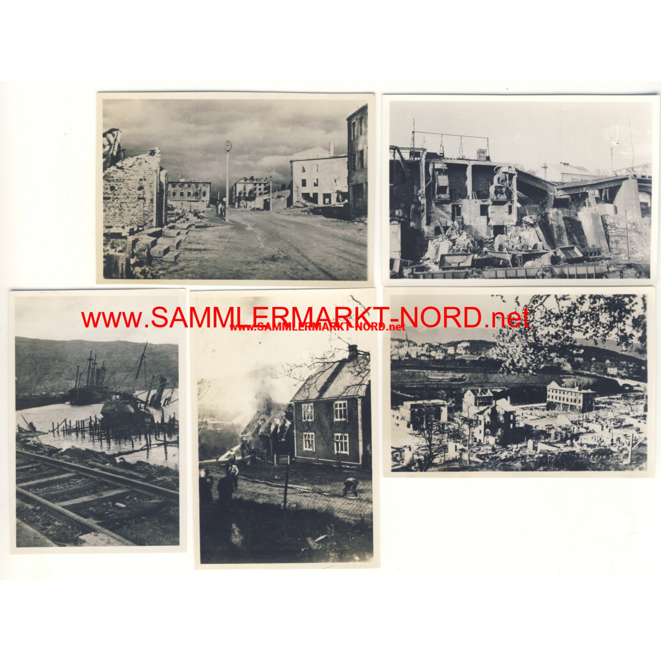 5 x photo destroyed NARVIK (Norway)