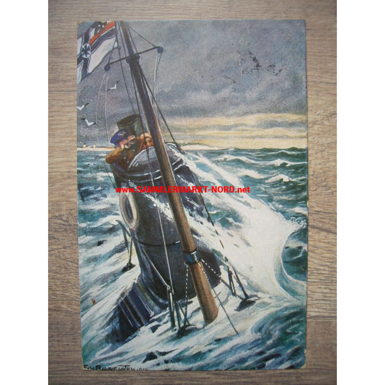 Deutsches U-Boot auf Patrouille - Postkarte