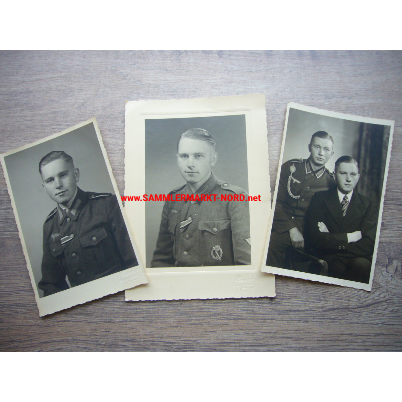 3 x Portraitfoto eines Soldaten - verschiedene Rangstufen