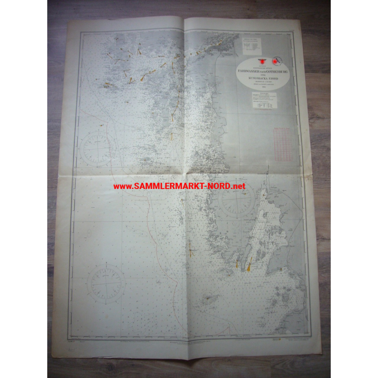 Kriegsmarine Seekarte - Fahrwasser nach Gothenburg und Kungsbacka Fjord 1942