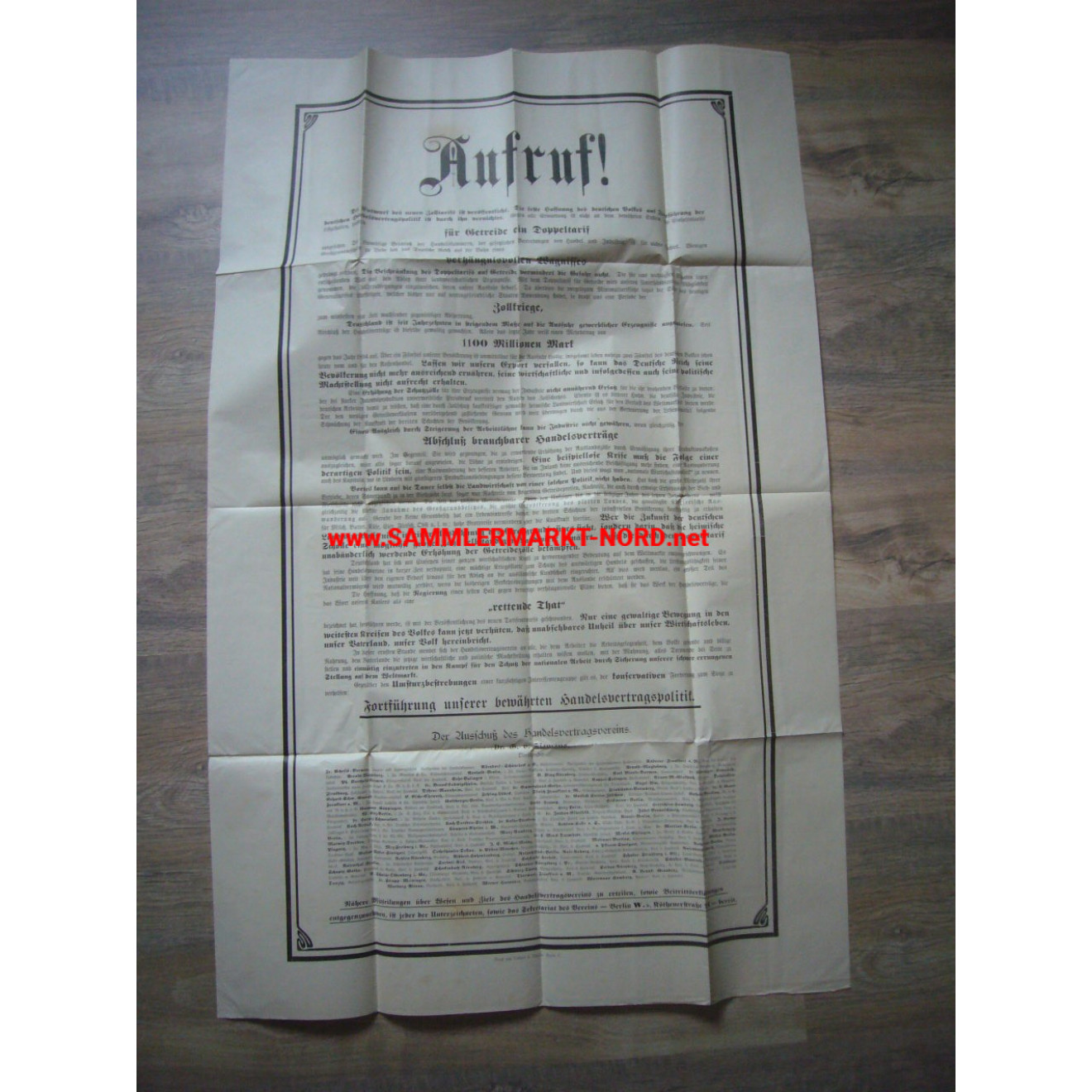 Large poster / notice - CALL - trade contract policy approx. 1914/18