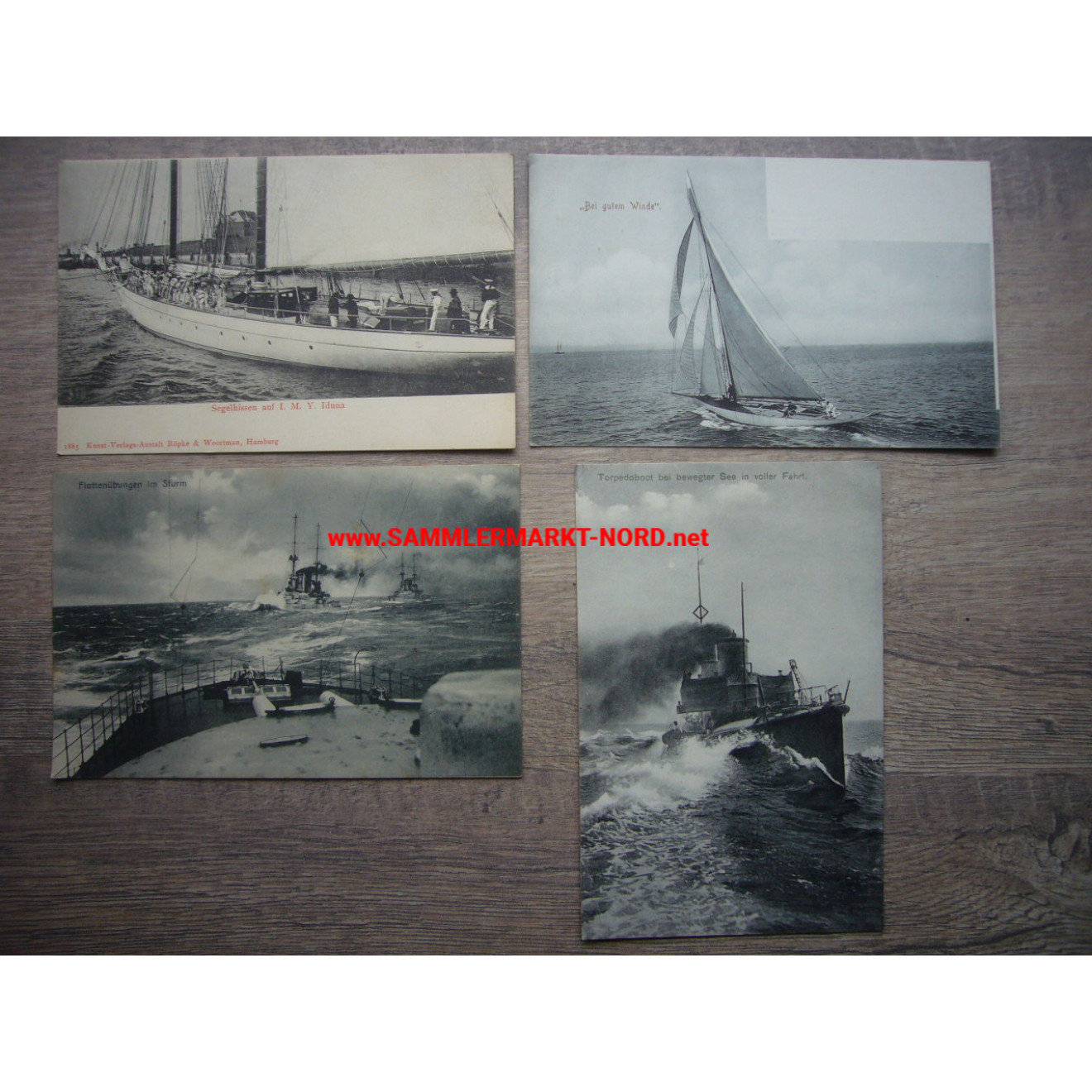 4 x Kaiserliche Marine Postkarte - I.M.Y. Iduna, usw.