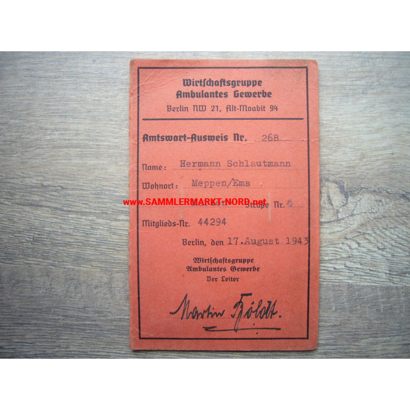 Economic group for ambulatory trade - official card
