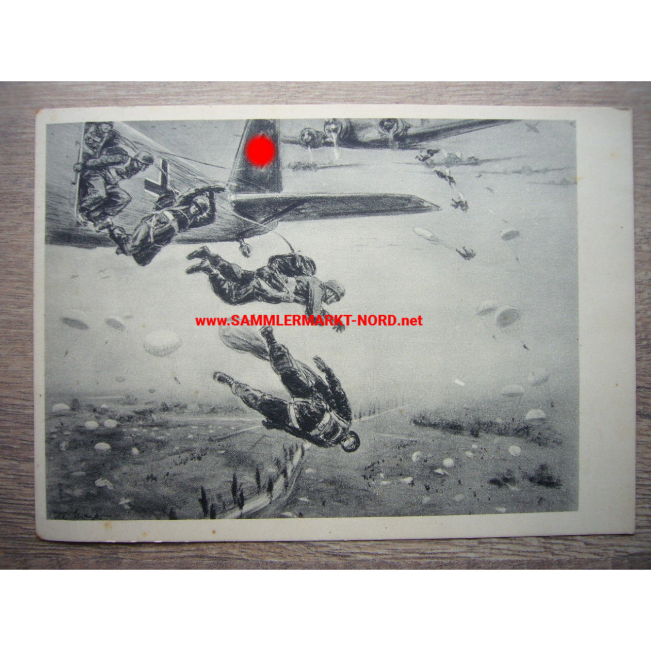 Luftwaffe paratroopers - postcard