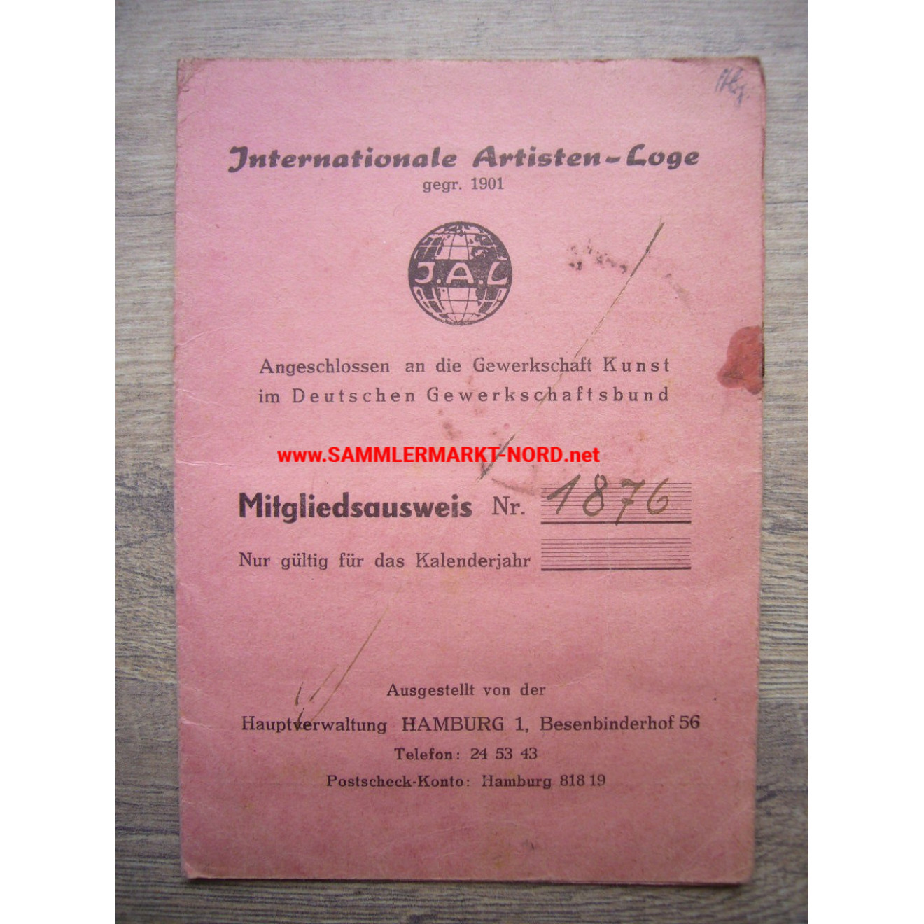 International Artists' Lodge - Membership Card