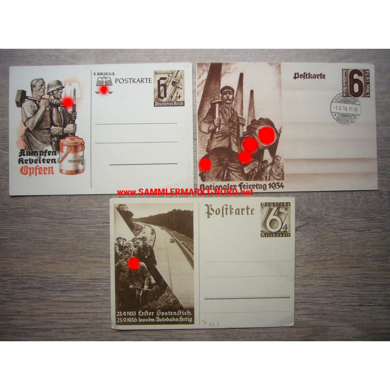 3 x Postkarte - Nationaler Feiertag 1934, usw.
