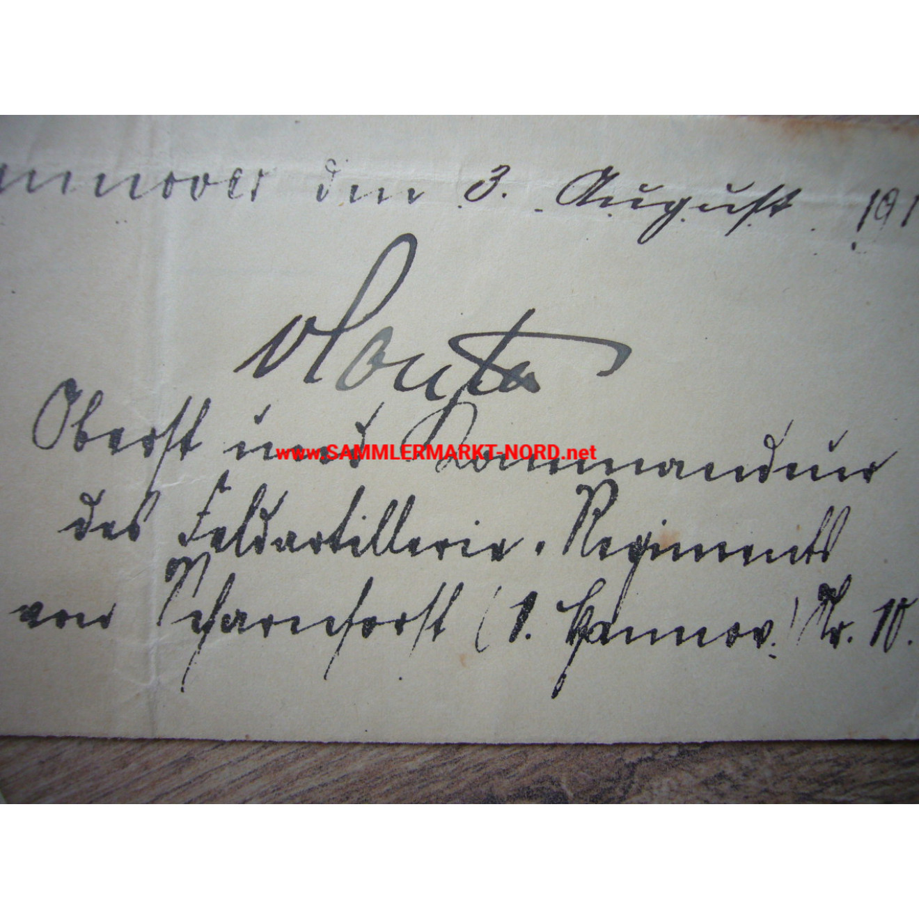 Oberst ALFRED VON CONTA - Autograph