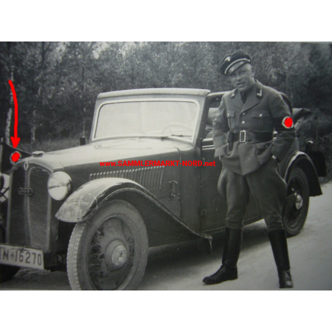 Car with swastika pennant & political leader NSDAP