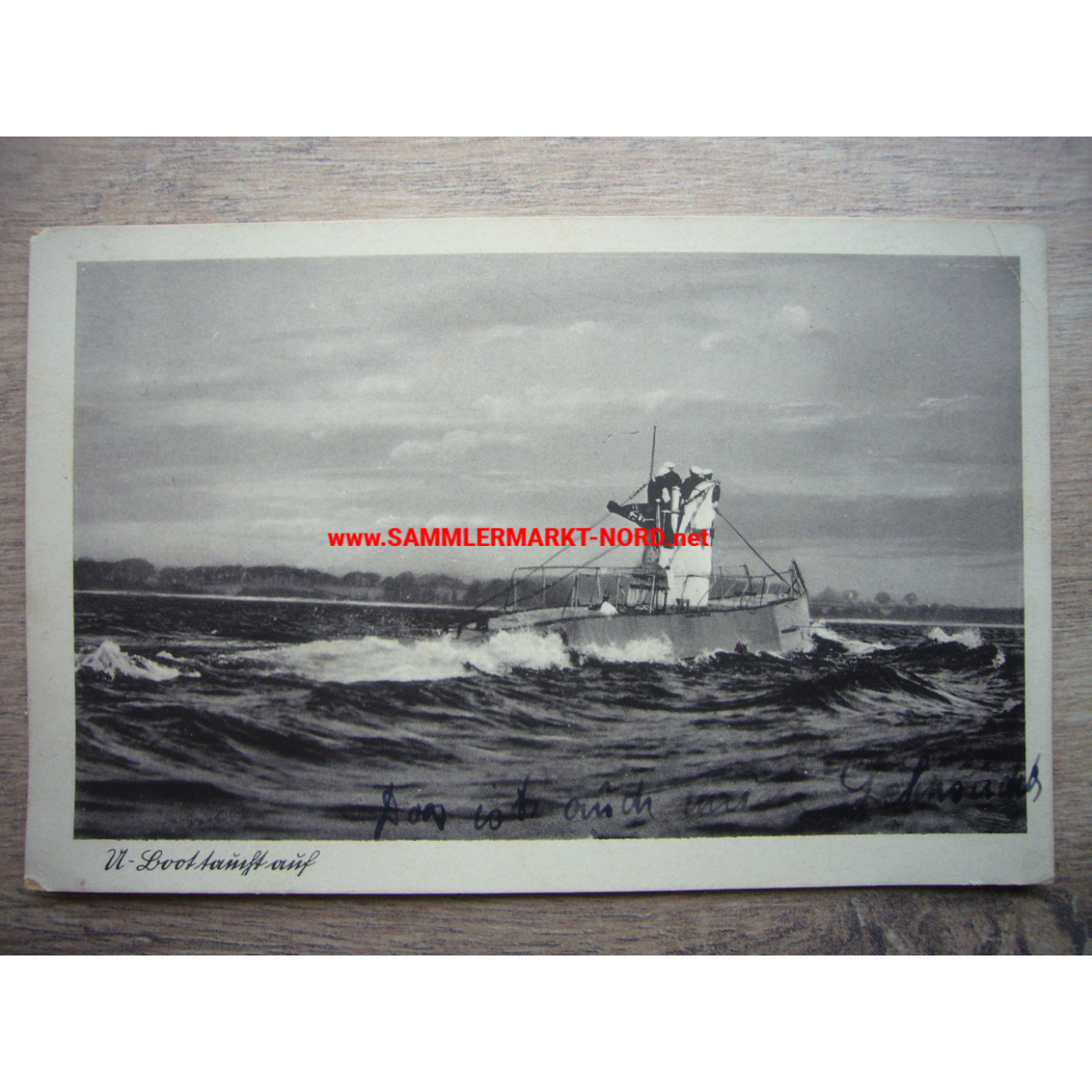 Kriegsmarine - submarine appears - postcard