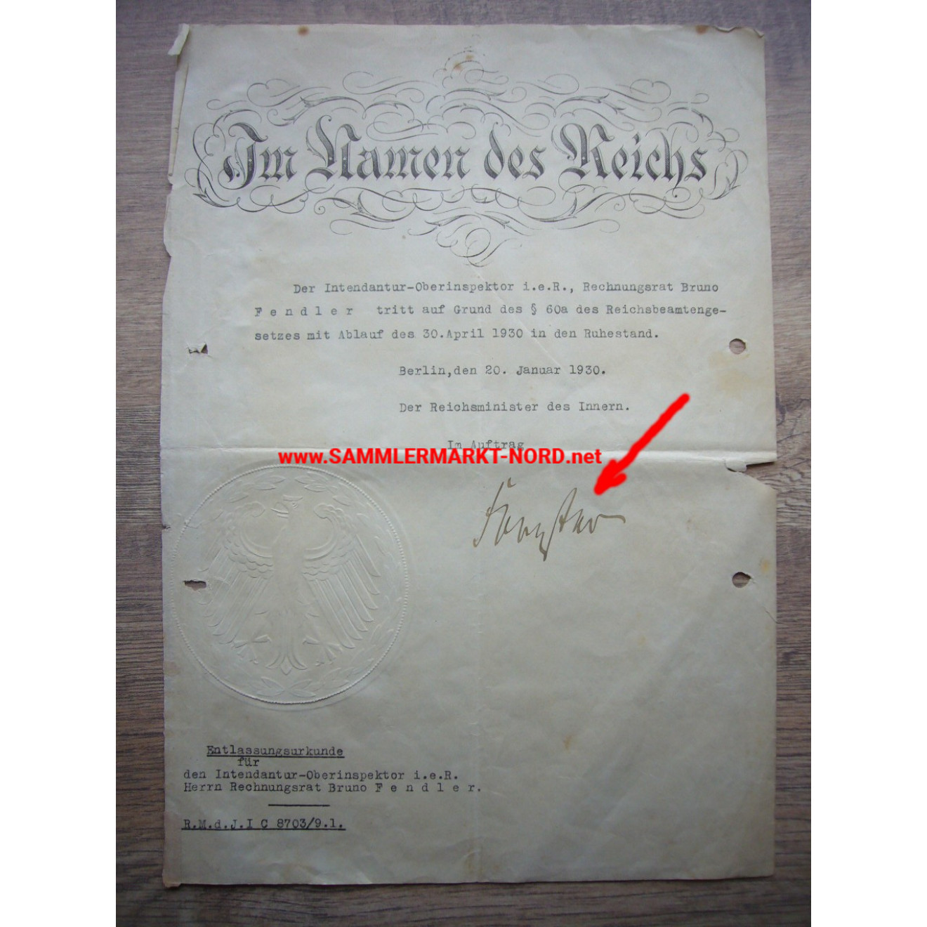 NSDAP Reichsstatthalter von Danzig - ALBERT FORSTER - Autograph