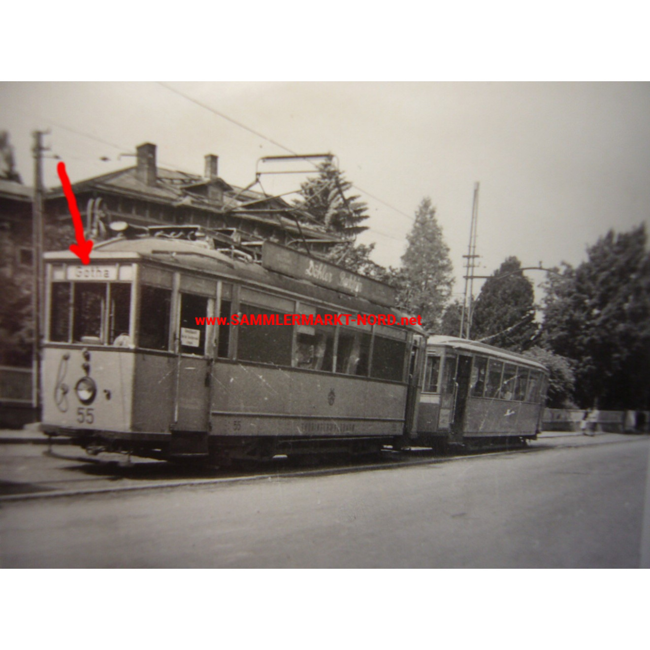 Foto DDR - Gotha Thüringen - Straßenbahn um 1950