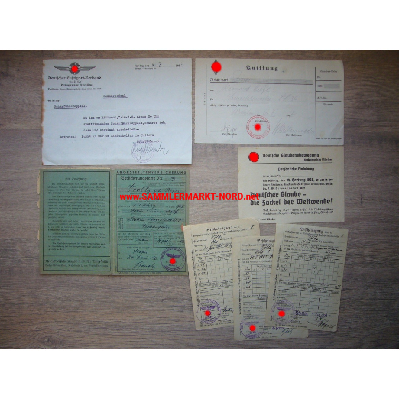 Convolute various documents with swastika stamps - DLV, German Faith Movement etc.