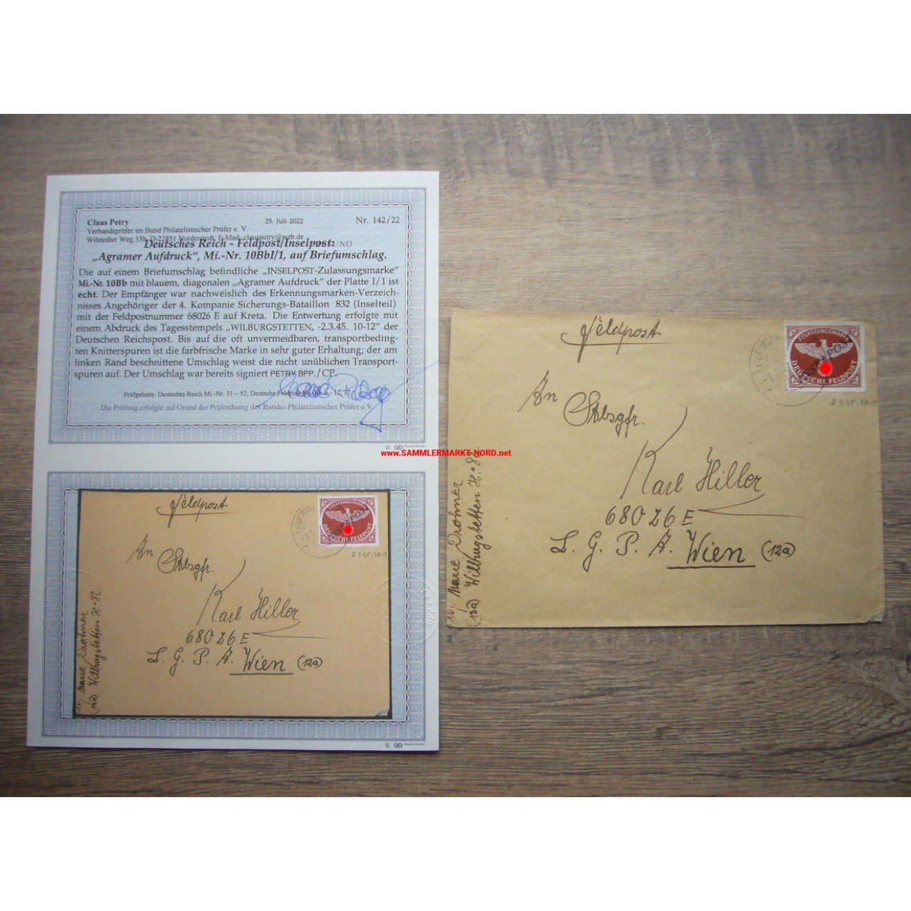Feldpost - Inselpost (Agramer Aufruck) - Insel Kreta 1945, Sammlermarkt ...
