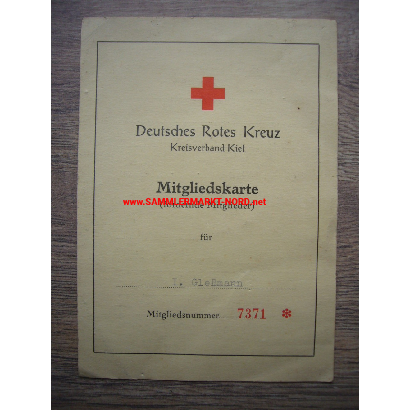 DRK Rotes Kreuz Kiel - Mitgliedskarte für fördernde Mitglieder