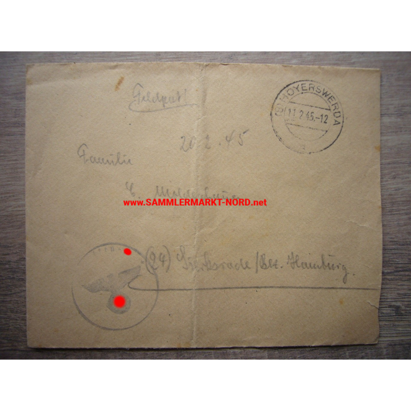 SS Feldpost - Hoyerswerda 1945 - 2. SS I.G. Ausbildungs-Bataillon 2