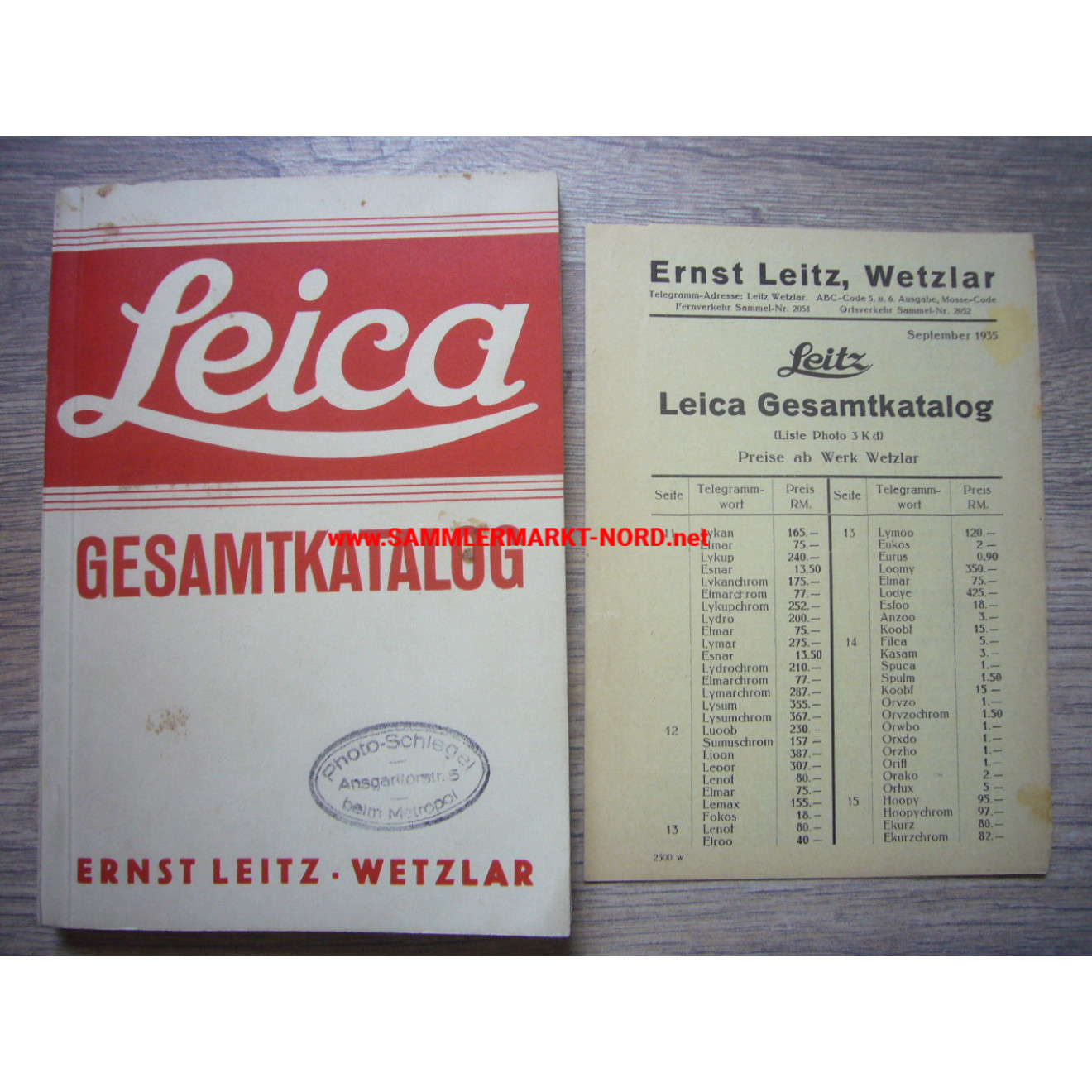Leica, Ernst Leitz Wetzlar - Gesamtkatalog 1935