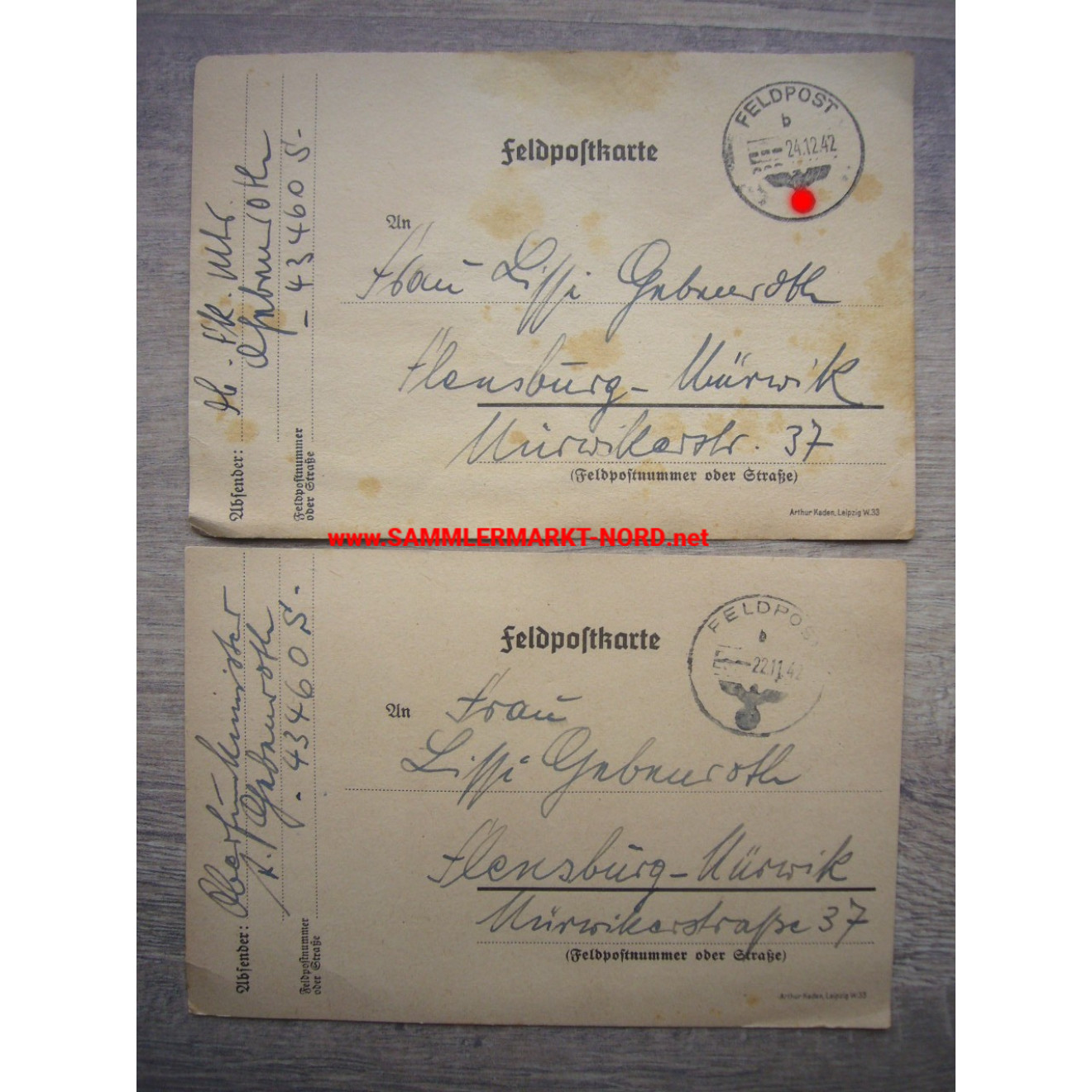 2 x Feldpostkarte 1942 - Küstenschutz Flottille Mazedonien