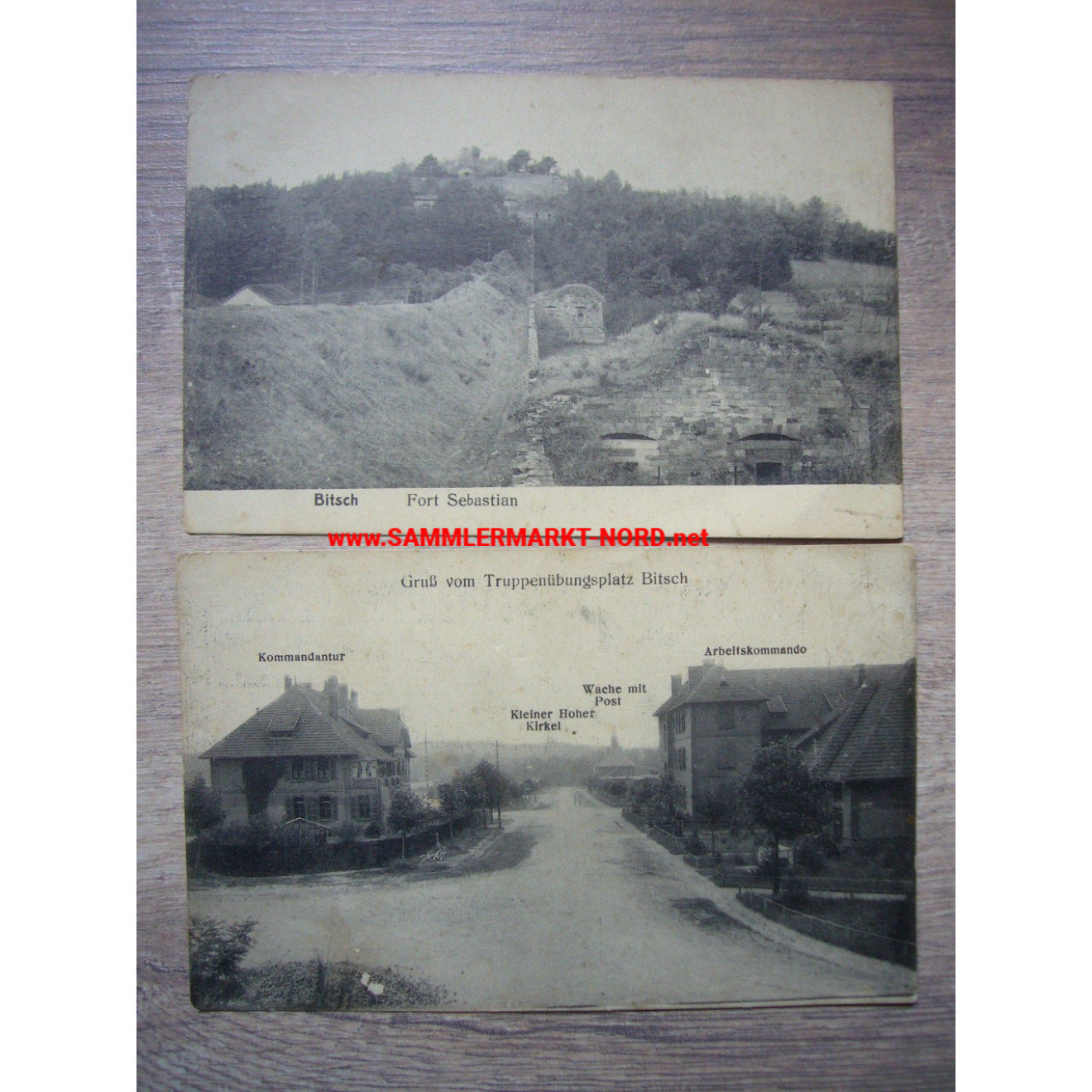 2 x Postkarte BITSCH Lothringen - Truppenübungsplatz & Fort Sebastian