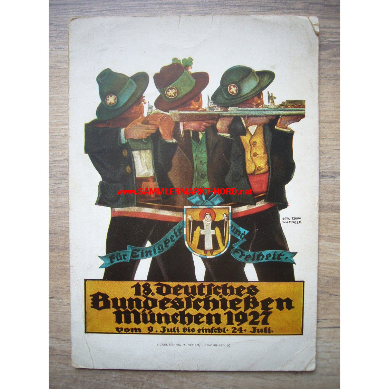 München 1927 - 18. Deutsches Bundesschießen - Festkarte / Teilnehmerausweis