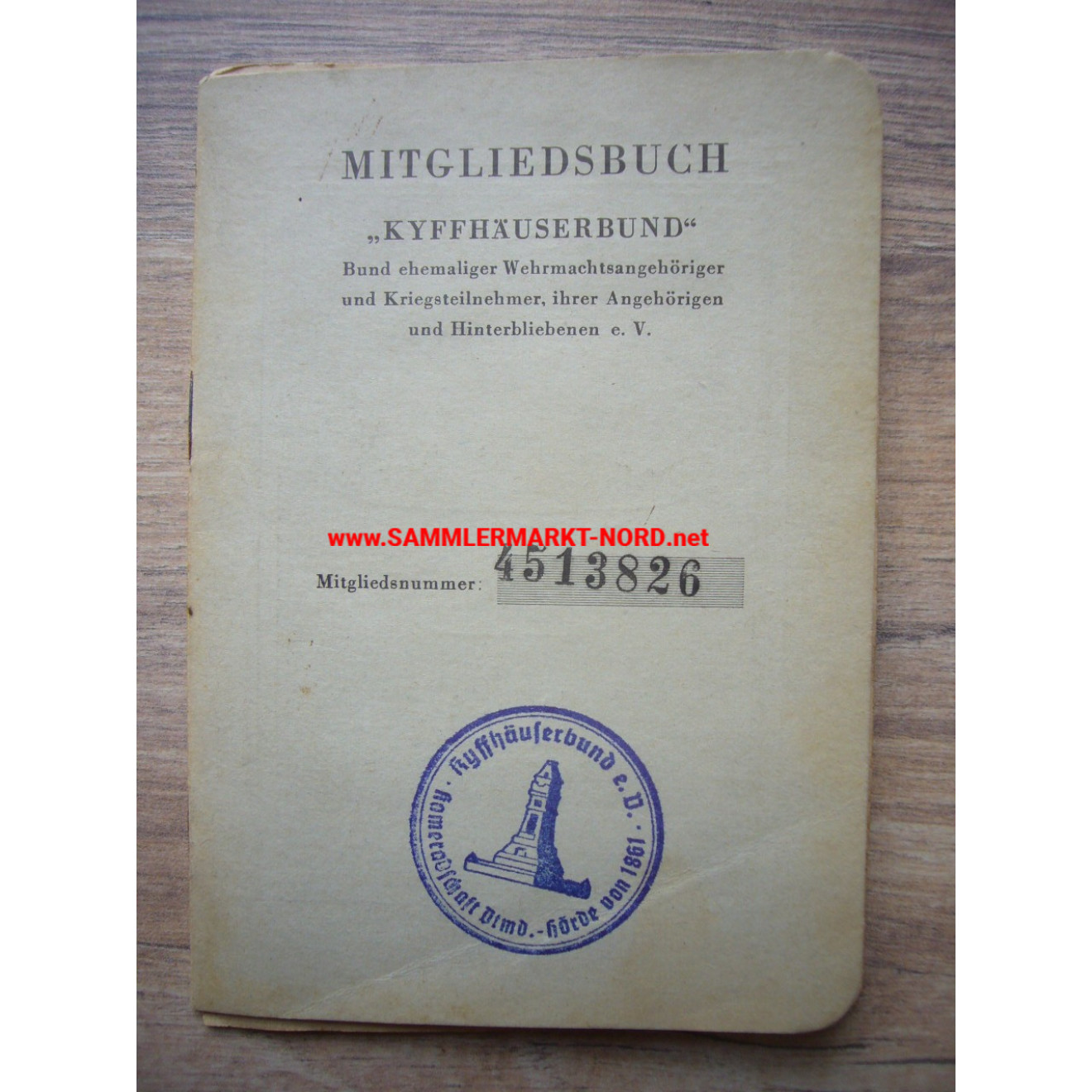Kyffhäuserbund - Bund ehemaliger Wehrmachtsangehöriger und Kriegsteilnehmer - Mitgliedsbuch