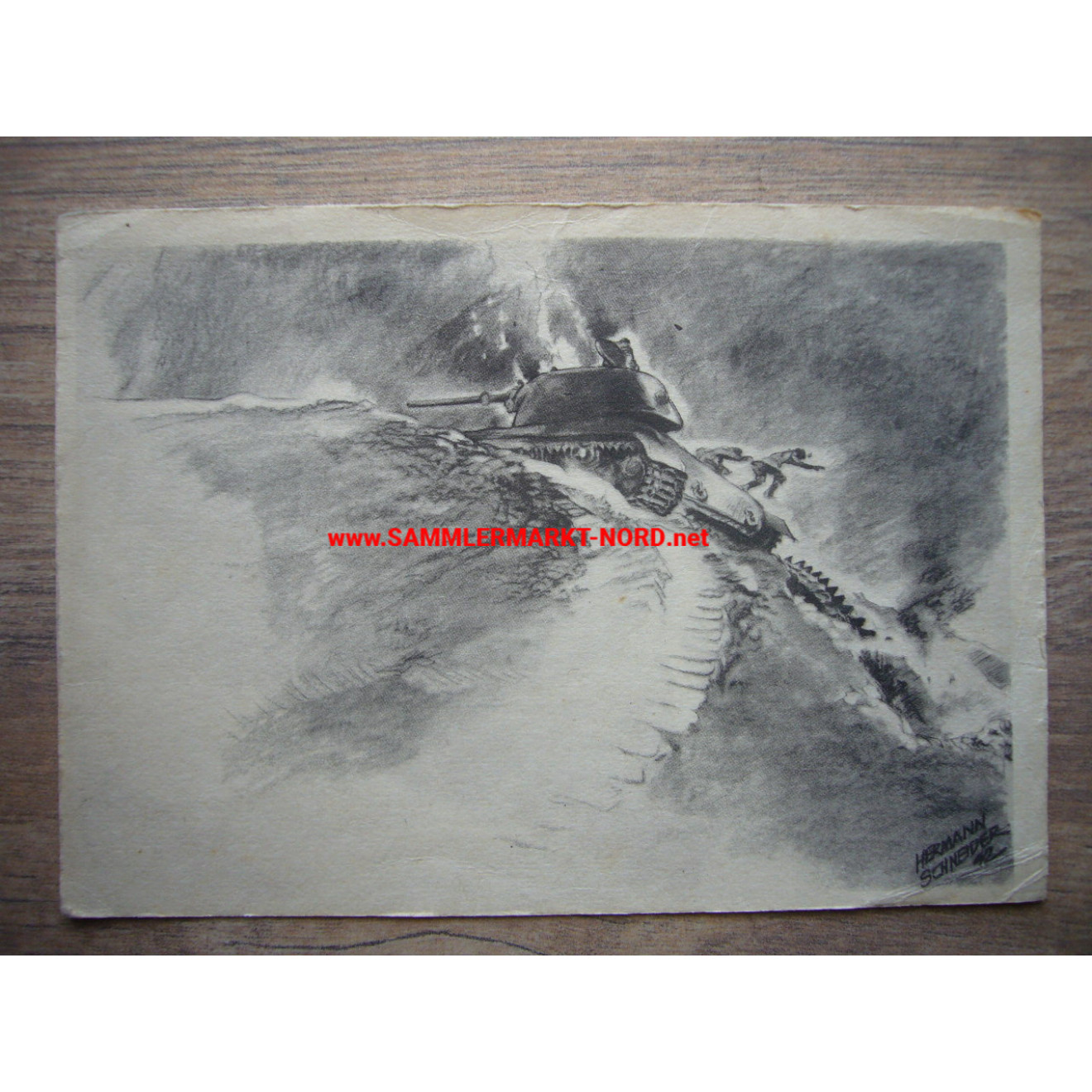 Sowjetpanzer Besatzung bootet aus - Postkarte