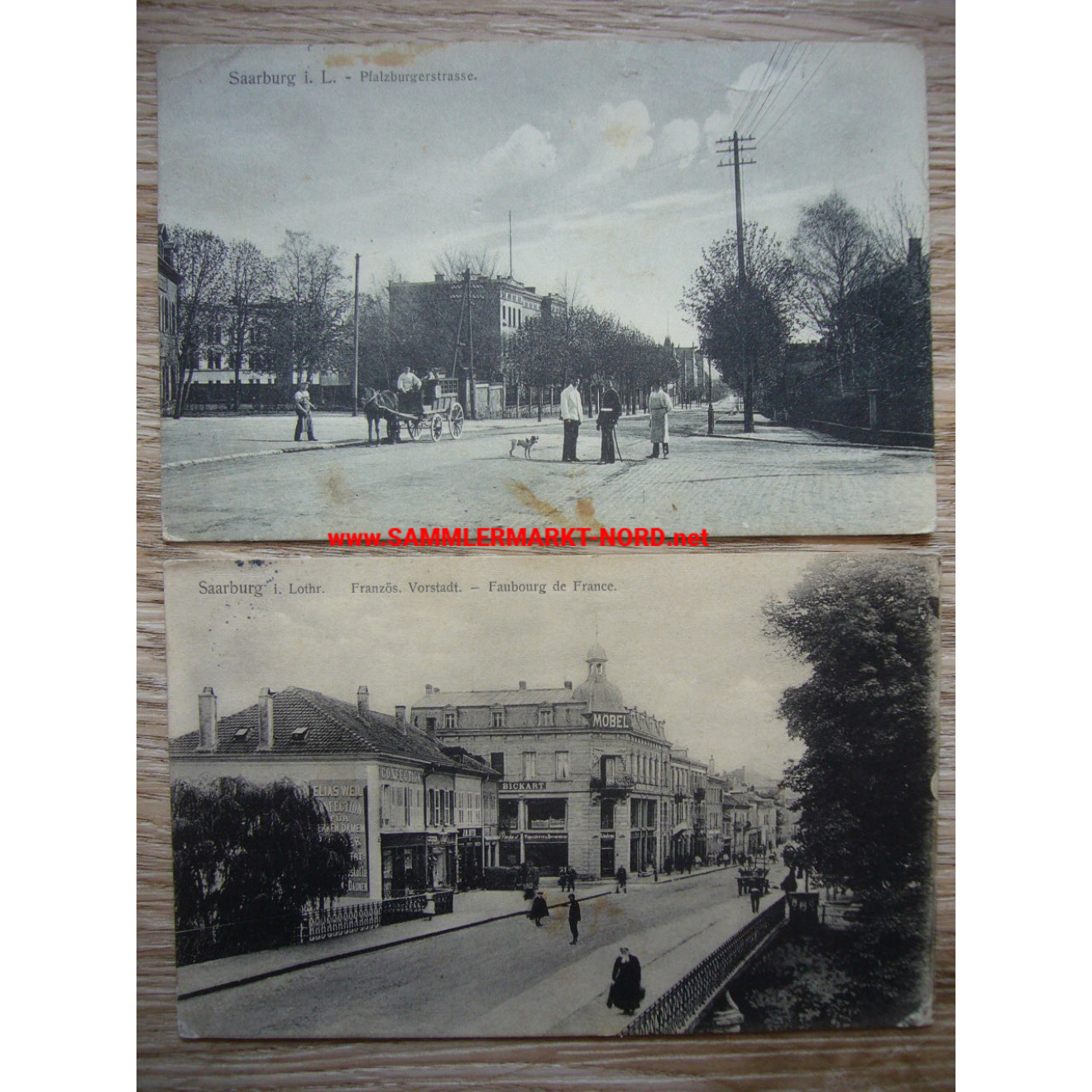 2 x postcard 1911 Saarburg / Lorraine - street views