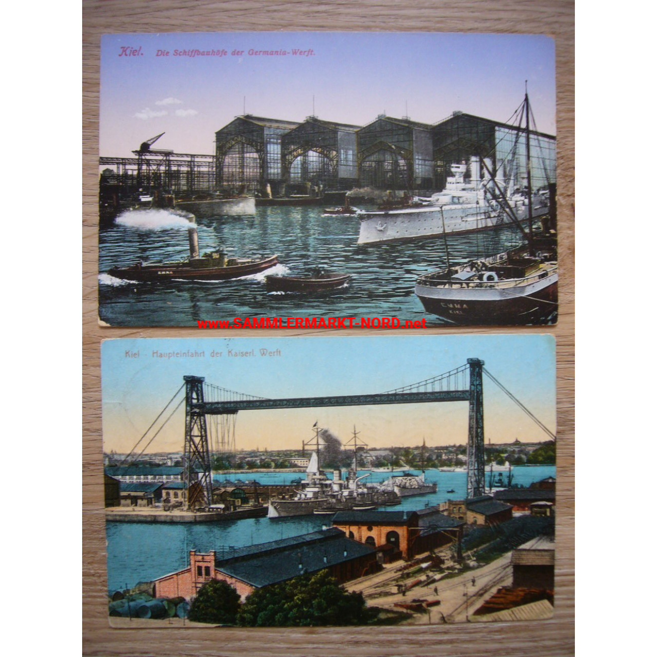 2 x Postkarte Kiel - Kaiserliche Werft & Germania Werft
