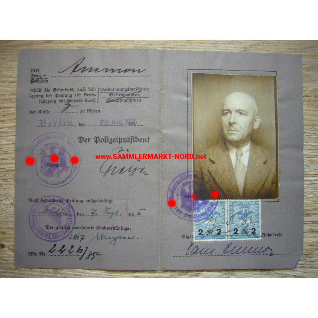 Class 3 driving licence - Hans Ammon