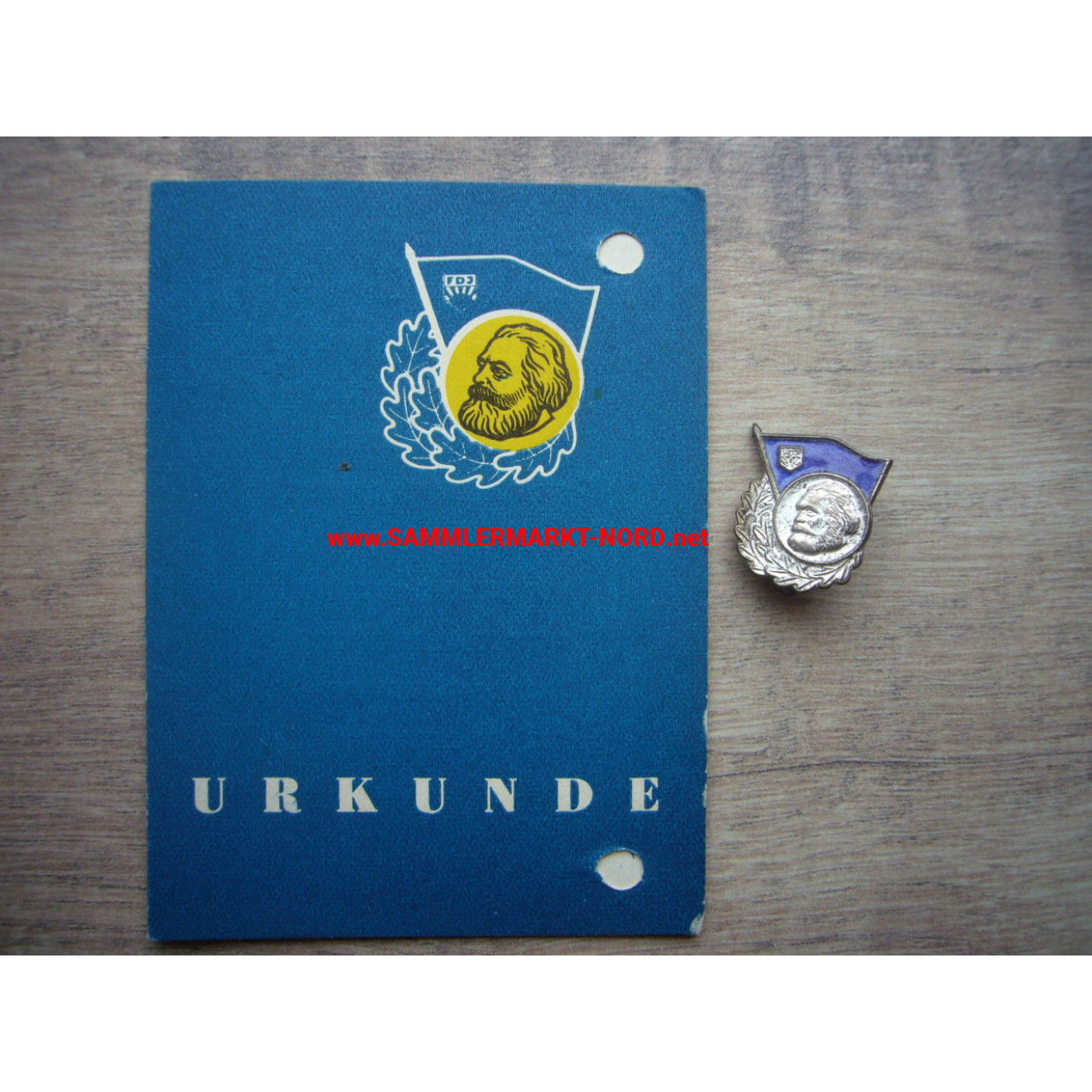 DDR - FDJ - Certificate & Badge for Good Knowledge in Silver - 1965