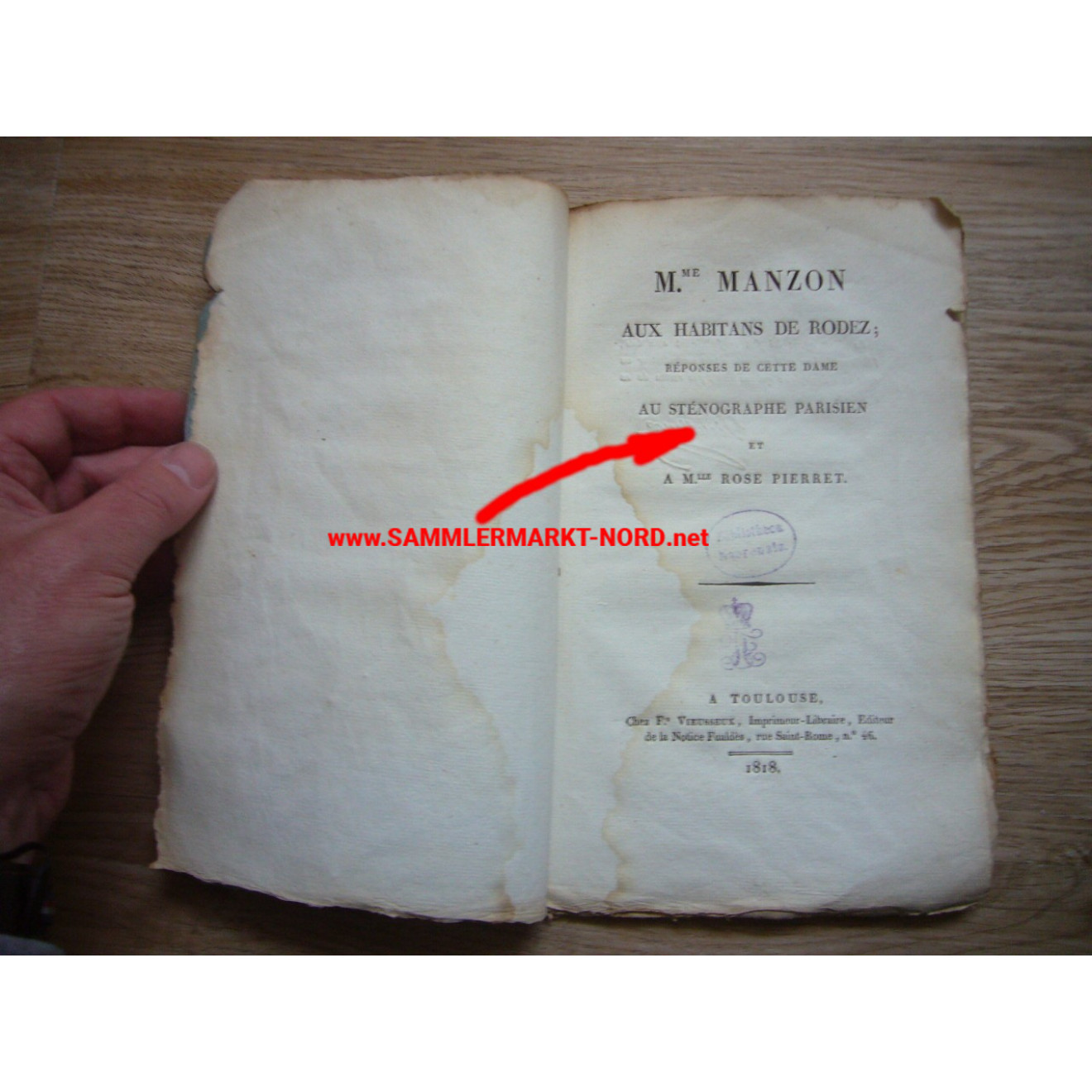 France - Booklet of 1818 - Shorthand - M. Me Manzon aux Habitans de Rodez