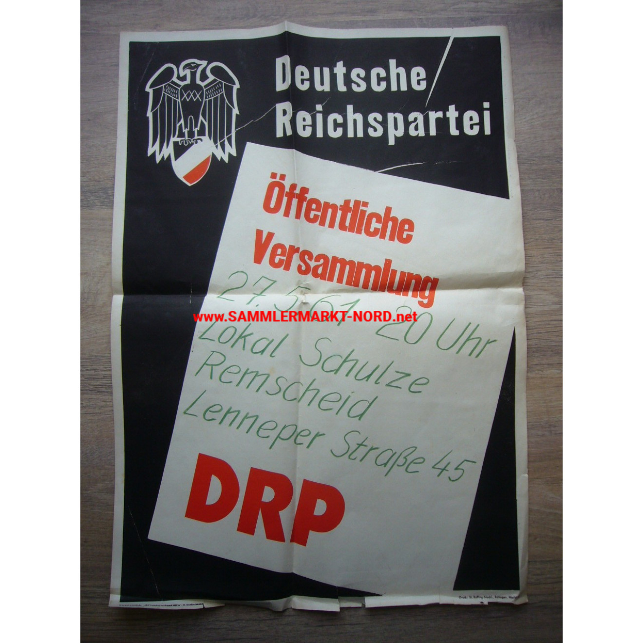 DRP Deutsche Reichspartei - Wahlplakat 1961