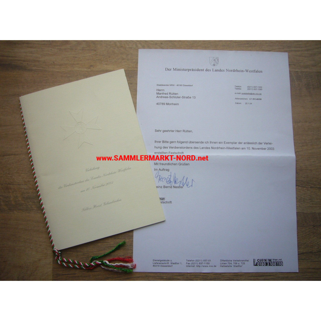BRD - Order of Merit of the State of North Rhine-Westphalia - Commemorative publication of 10 November 2003