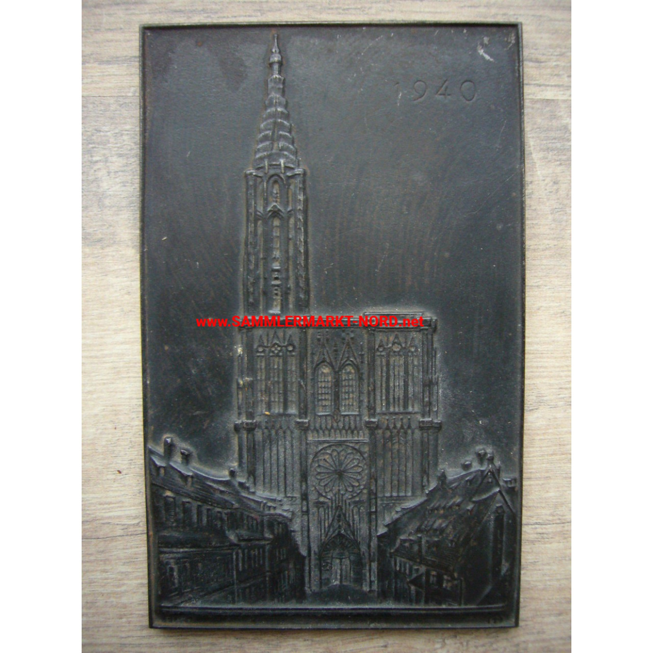 Strasbourg Cathedral (Alsace) 1940 - Cast iron plaque