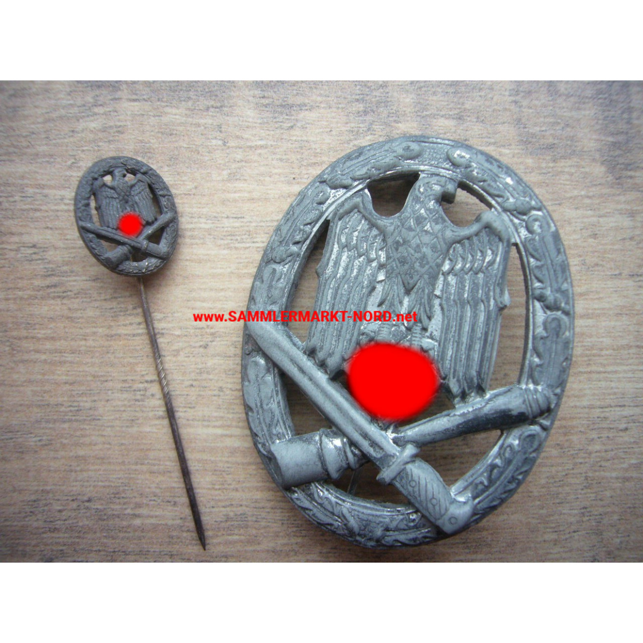 General assault badge & 16 mm miniature