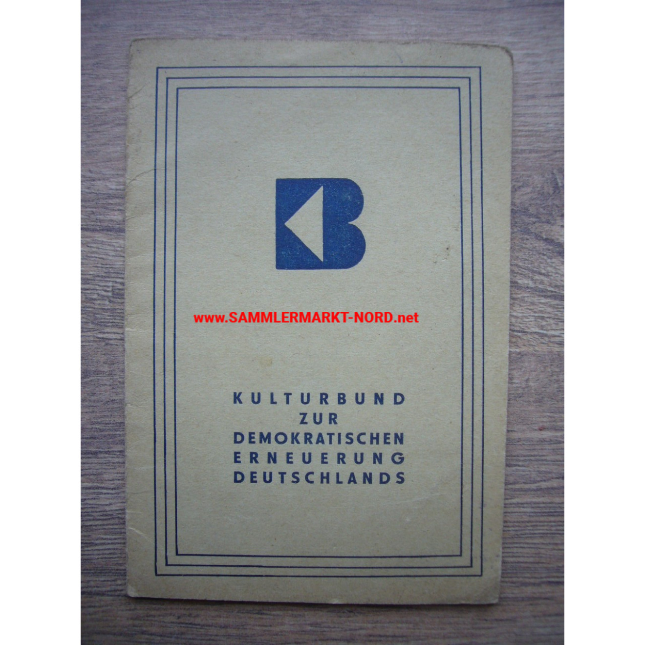 DDR - Kulturbund zur Demokratischen Erneuerung Deutschlands - Mitgliedsbuch
