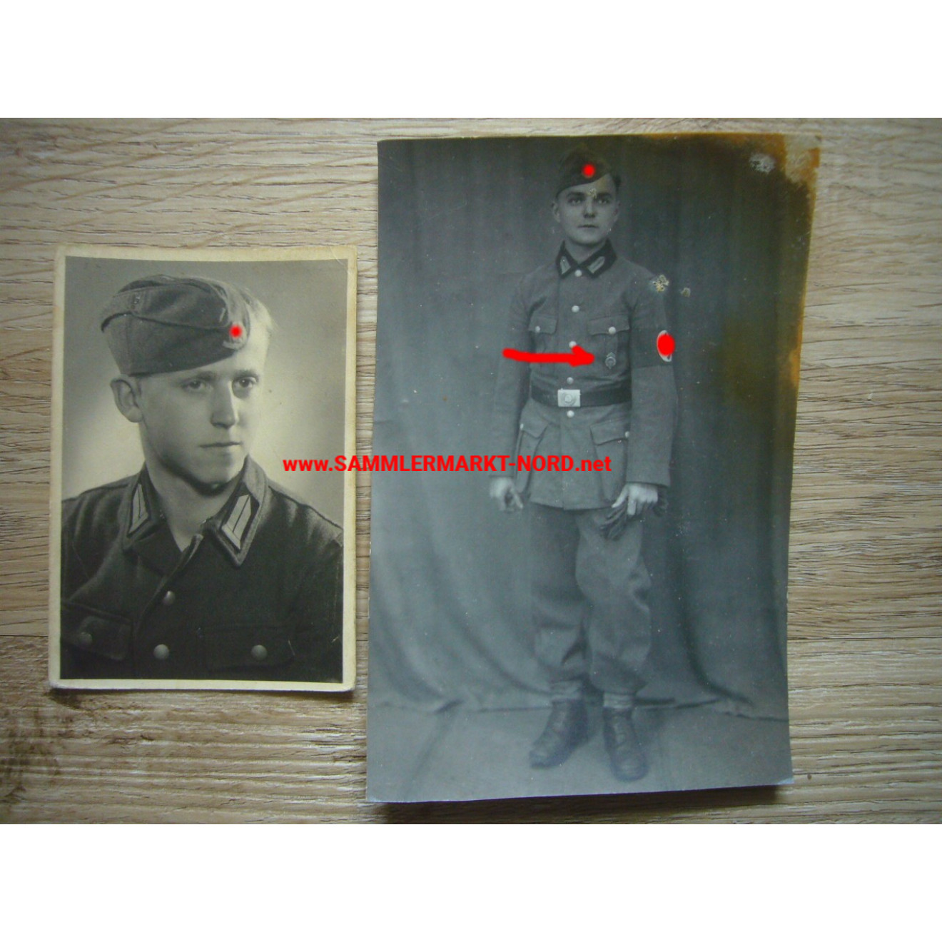RAD Arbeitsdienst - 2 x Portrait in Uniform - HJ Leistungsabzeichen