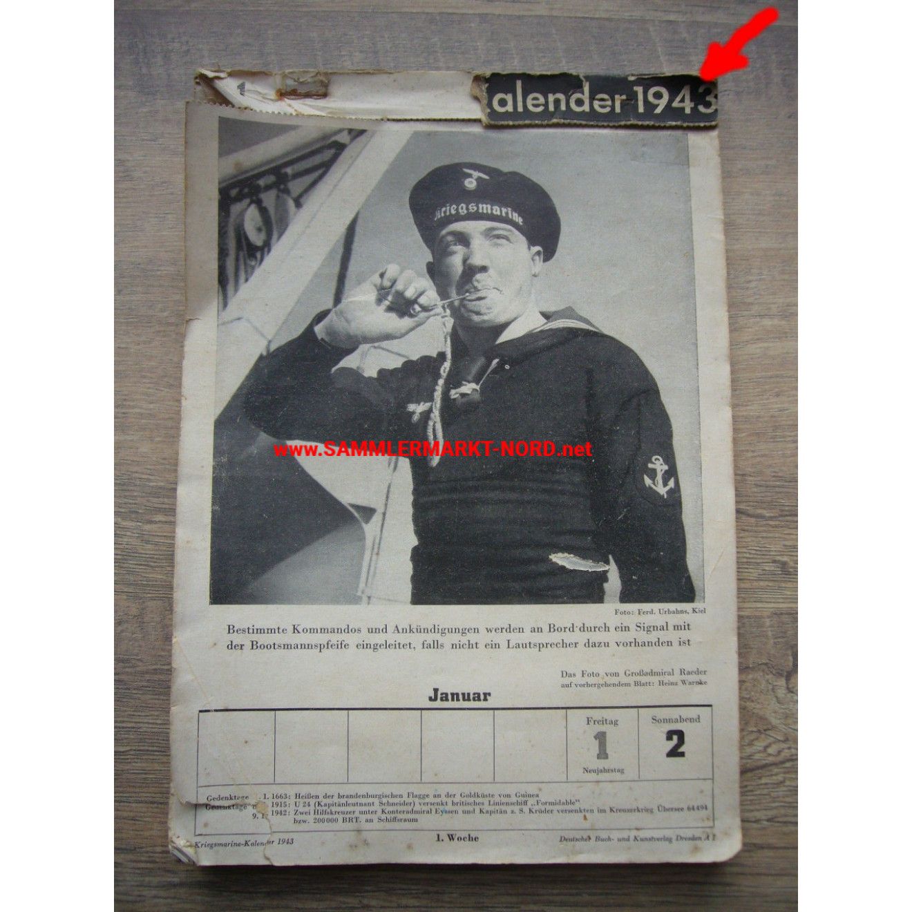 Kriegsmarine - Tear-off calendar 1943