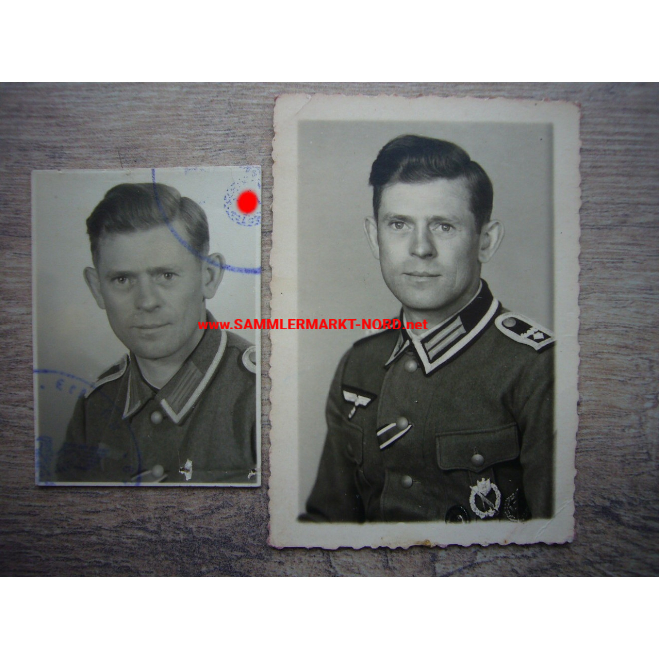 2 x Passfoto - gleicher Soldat - diverse Orden