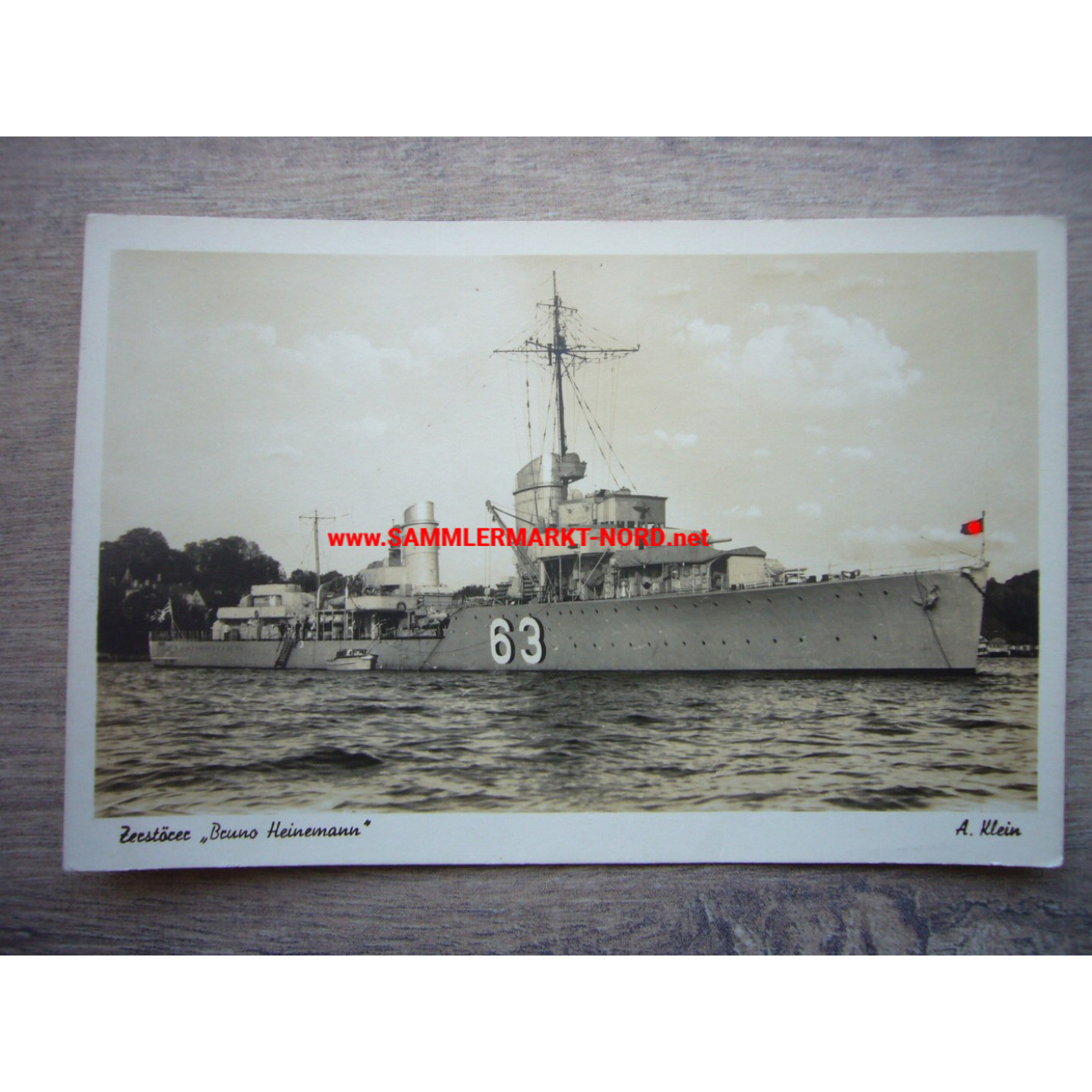 Kriegsmarine postcard - Destroyer Bruno Heinemann
