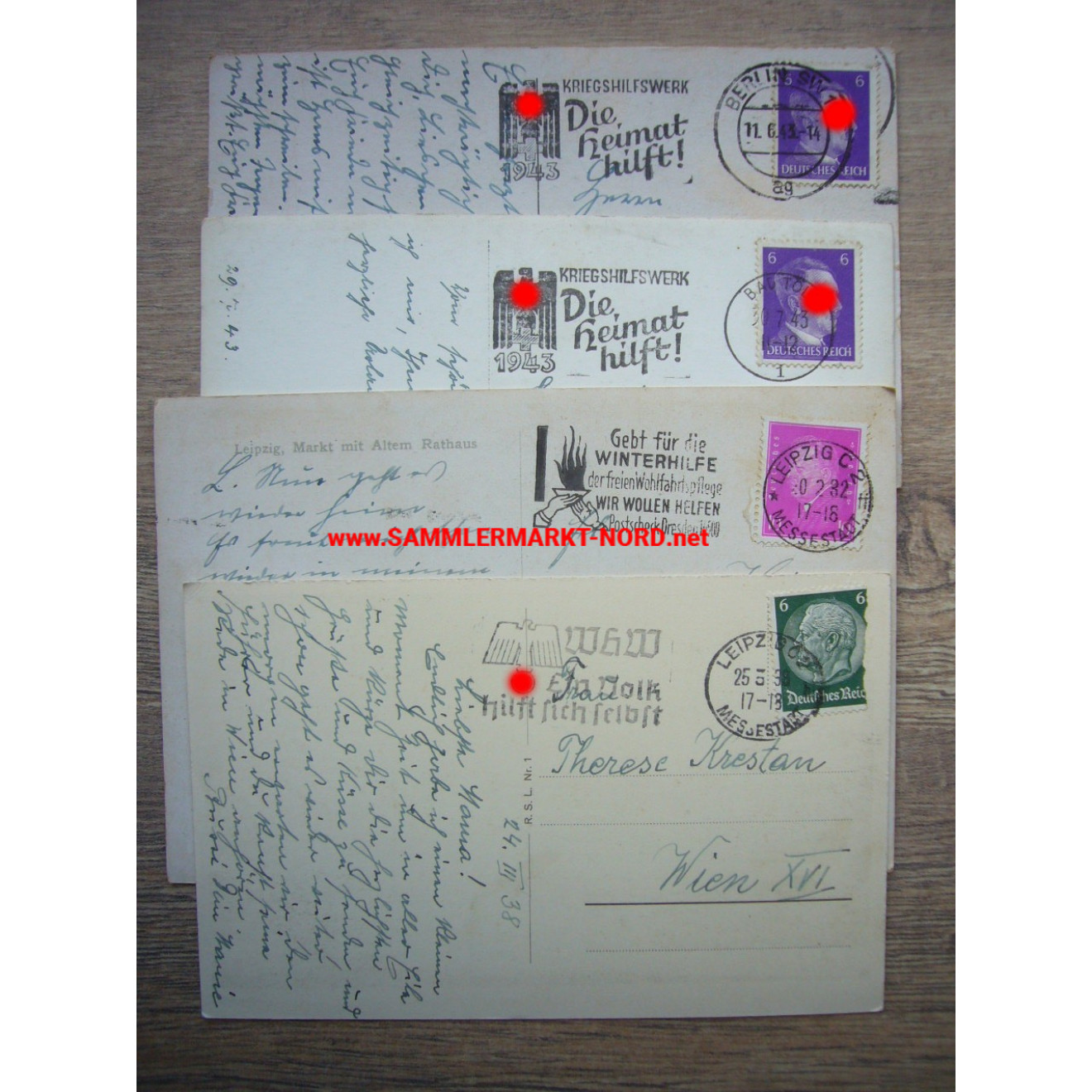 4 x postcard - WHW Winterhilfe propaganda stamp