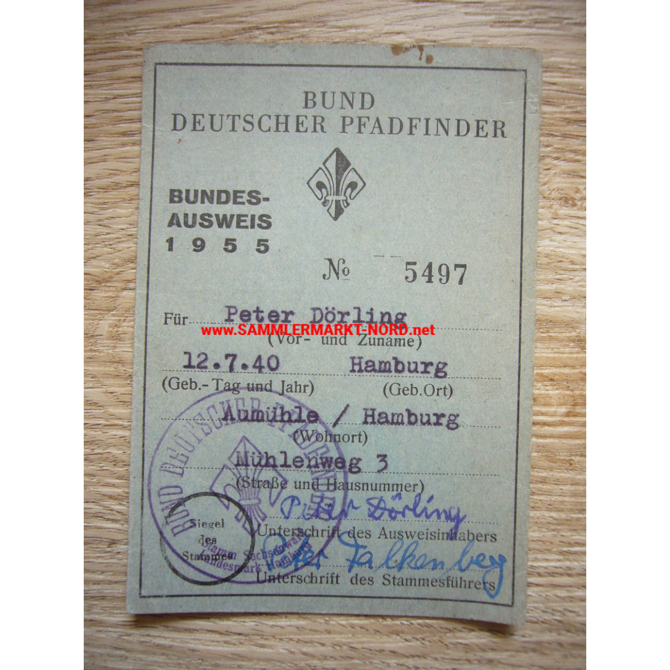 Bund Deutscher Pfadfinder - Bundesausweis 1955