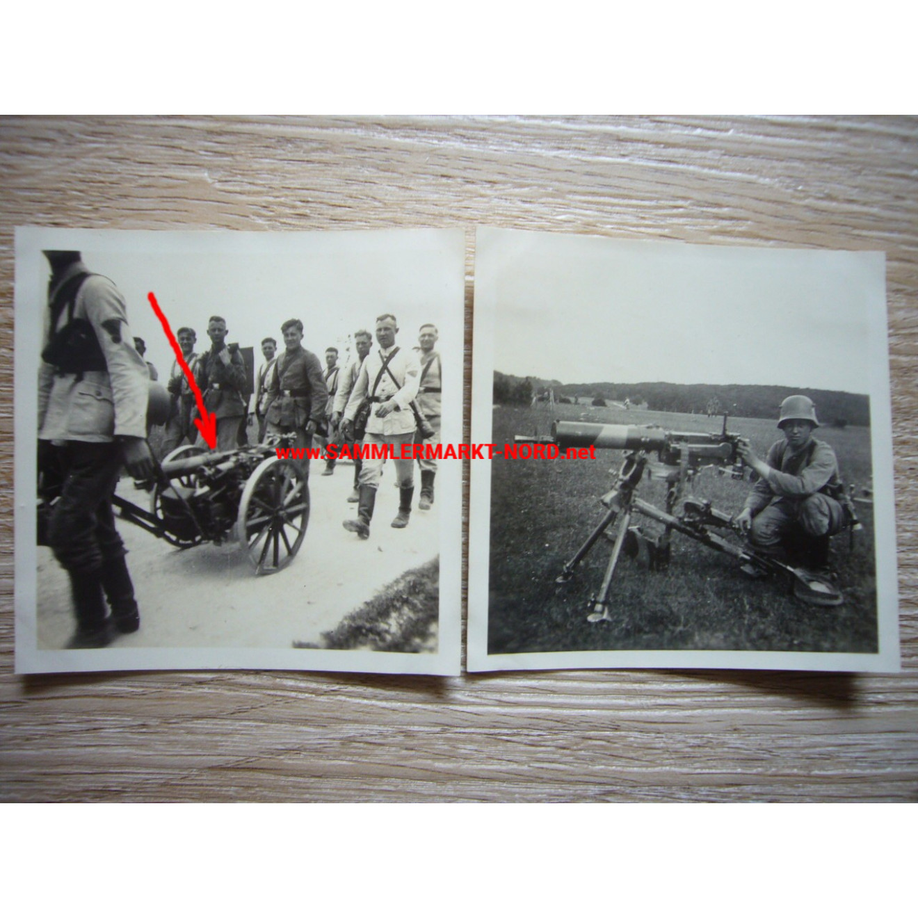 2 x Foto Reichsmarine - Soldaten mit getarnten schweren Maschinengewehr