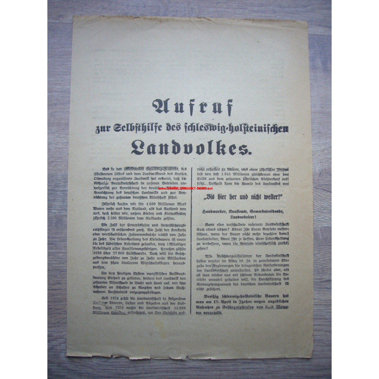 Call for self-help by the rural people of Schleswig-Holstein - poster ...