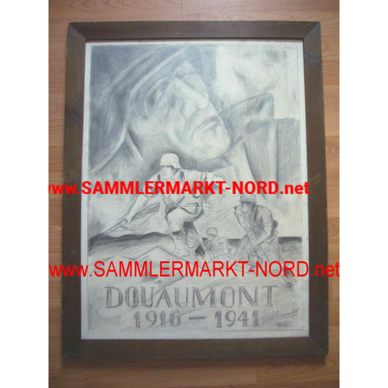 Große Bleistiftzeichnung DOUAUMONT 1916 - 1941