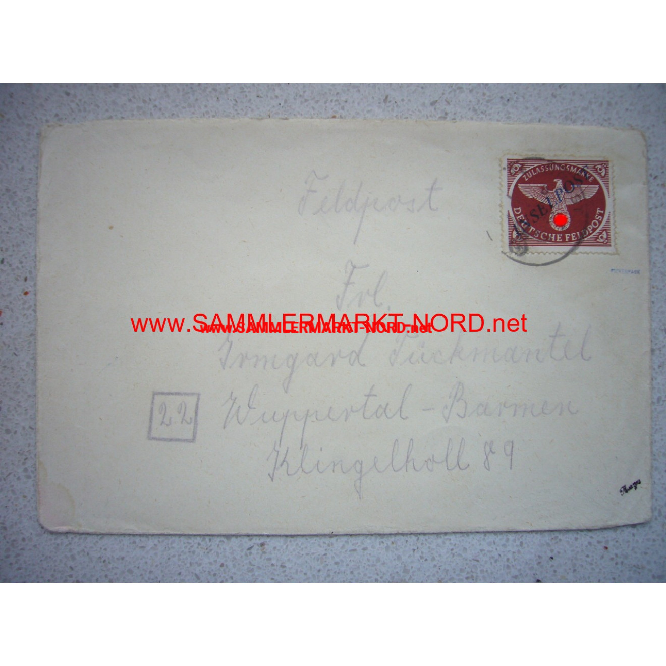Island field mail with approval stamp with overprint "Inselpost"