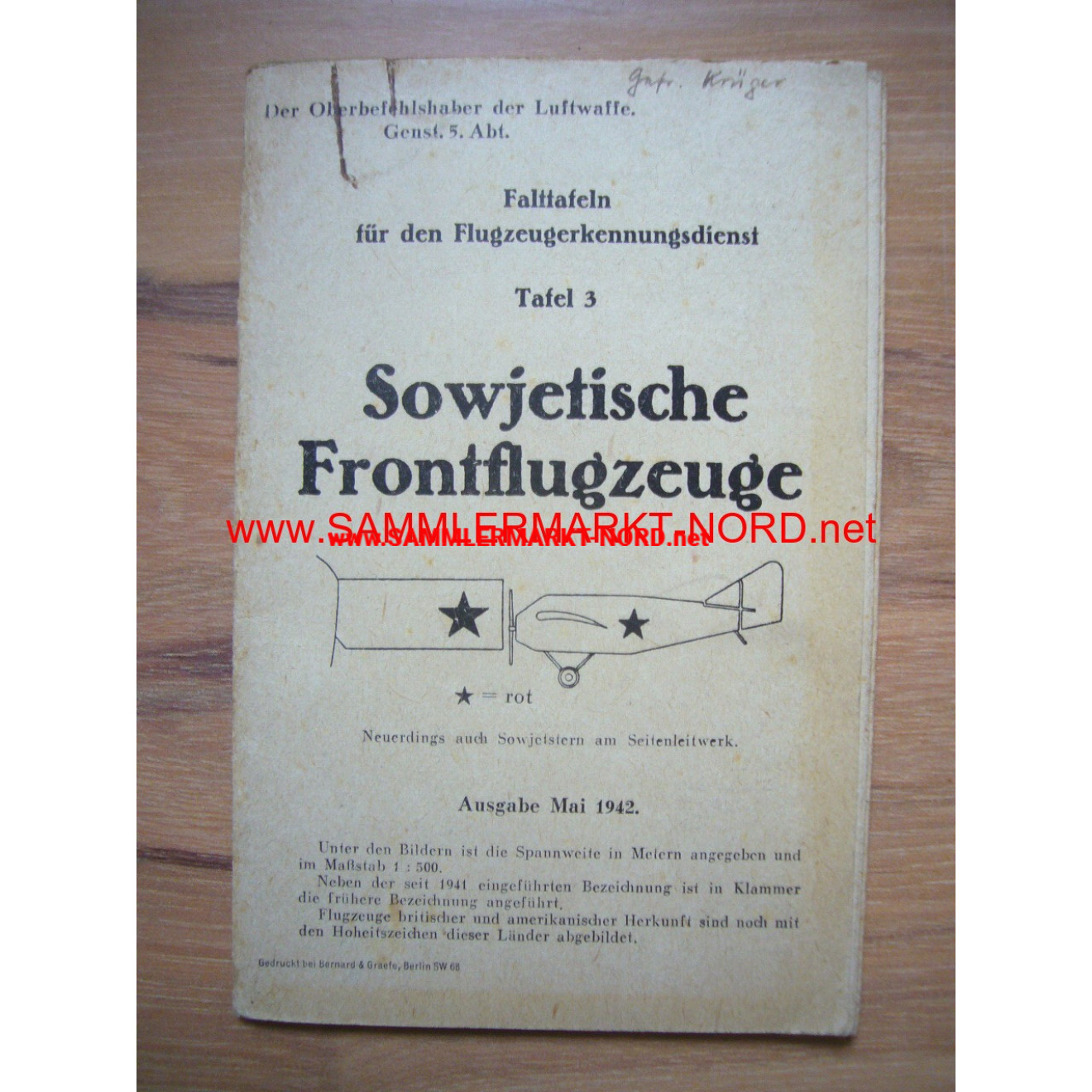 Folding card for the aircraft detection service - card 3 - Sovie