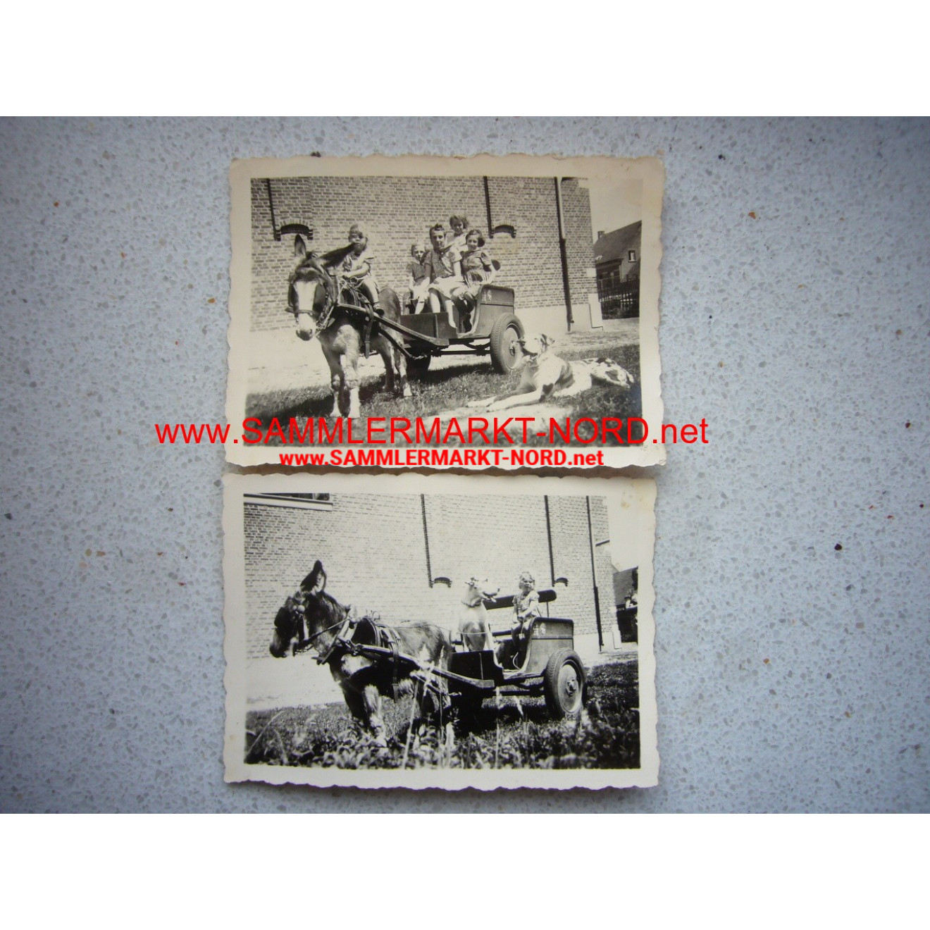 2 x Foto Kinder mit Infanterie Karren