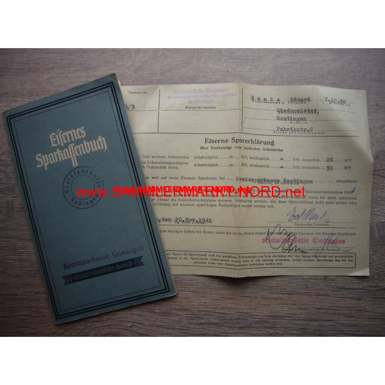 Eisernes Sparkassenbuch - Gostingen 1942-1944