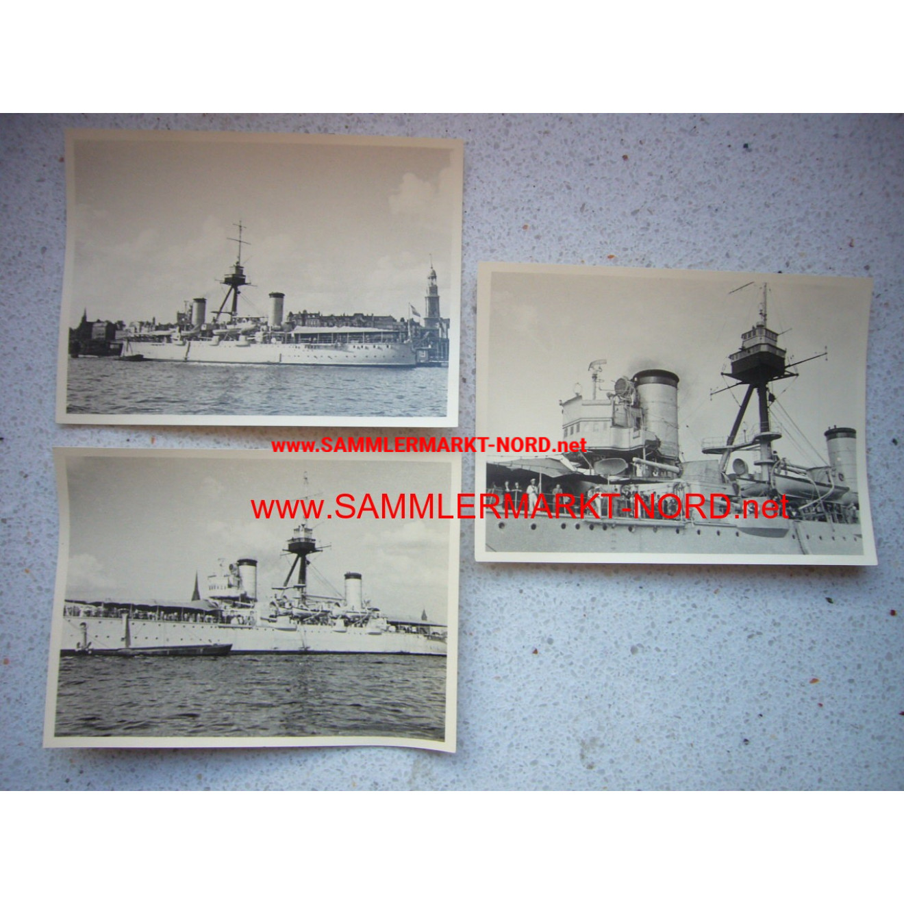 3 x Foto Hamburg - Kriegsschiff im Hafen