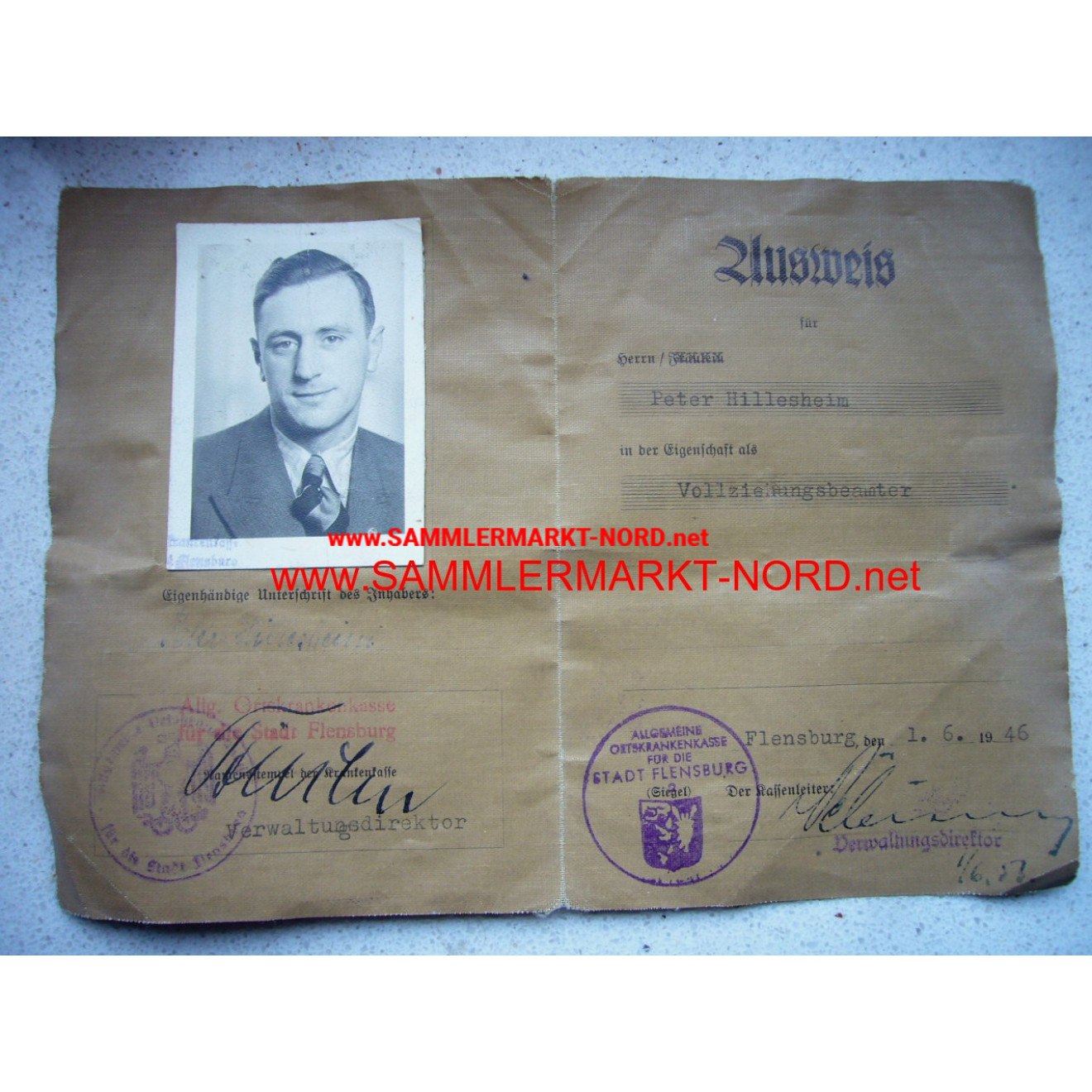 Vollziehungsbeamter der Ortskrankenkasse Flensburg - Ausweis 194